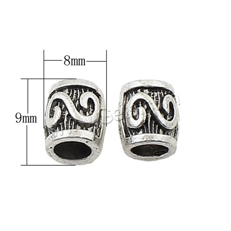 Zinc Alloy Jewelry Beads, Column, plated, more colors for choice, 9x9x8mm, 250PCs/Bag, Sold By Bag