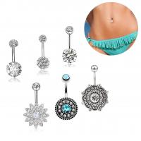 Stainless Steel Belly Ring & for woman & with rhinestone, 5mm,8*10mm 