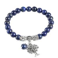 Natural Stone Bracelet, with Zinc Alloy, plated, for woman, blue, 8mm Approx 7.8 Inch 