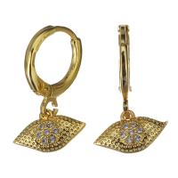 Brass Huggie Hoop Drop Earring, micro pave cubic zirconia & for woman, 20mm 