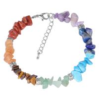 Gemstone Bracelets, Brass, with Gemstone, platinum color plated, for woman Approx 9 Inch 