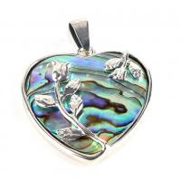 Abalone Shell Pendants, Heart, platinum color plated, for woman Approx 2-3mm 