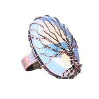 Edelstein Messing Finger Ring, mit Edelstein, flachoval, antike Kupferfarbe plattiert, verschiedenen Materialien für die Wahl & unisex, 32x33x12mm, Größe:6-8, verkauft von PC