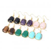 Zinc Alloy Drop Earring, with Gemstone, gold color plated & for woman 