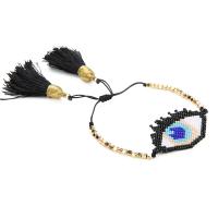 Bracelets de perle de bijou en verre, Des billes de verre, avec corde de coton, Mauvais œil, réglable & pour femme, plus de couleurs à choisir Environ 6.3-10.2 pouce, Vendu par brin