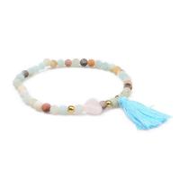 Gemstone Bracelet, with Cotton Thread, Tassel, adjustable & for woman, 5mm Approx 6 Inch 
