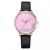 Women Wrist Watch, Zinc Alloy, with PU Leather & Glass, Chinese movement, rose gold color plated, for woman & with rhinestone Approx 9.45 Inch 