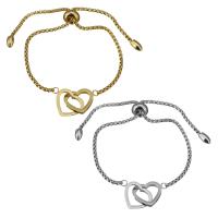 Edelstahl Armbänder, Herz, Kastenkette & für Frau, keine, 26x13mm,2mm, Länge:ca. 6-9 ZollInch, verkauft von Strang
