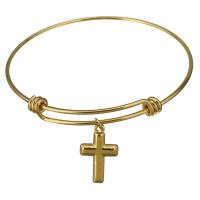 Stainless Steel Bangle, Crucifix Cross, for woman, gold 1.5mm,67mm 