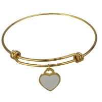 Stainless Steel Bangle, Heart, for woman, gold 1.5mm,67mm 
