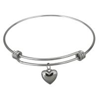 Stainless Steel Bangle, Heart, for woman, original color 1.5mm,67mm 