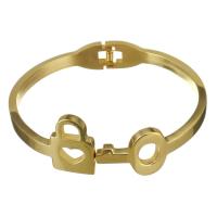 Stainless Steel Bangle, Lock and Key, for woman, gold, 20mm 