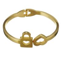 Stainless Steel Bangle, Lock, for woman, gold, 20mm 