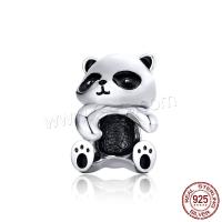 Sterling Silver Animal Bead, 925 Sterling Silver, Panda, real silver plated Approx 4.5mm 