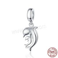 Sterling Silver Animal Pendants, 925 Sterling Silver, Dolphin, real silver plated Approx 2-3mm 