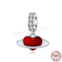 Cubic Zirconia Micro Pave Sterling Silver Pendant, 925 Sterling Silver, Heart, real silver plated, micro pave cubic zirconia Approx 2-3mm 