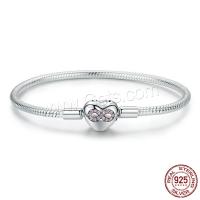 925 Sterling Silver Bangle, Heart, real silver plated & micro pave cubic zirconia & for woman 