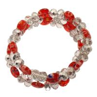 Millefiori Lampwork Wrap Bracelet, plated, for woman, red  .5 Inch 