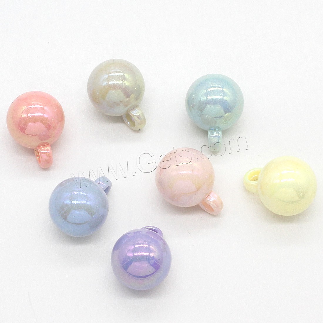 ABS Plastic Pendants, Round, AB color plated, different size for choice, more colors for choice, 19x14mm, Hole:Approx 3mm, Sold By Bag