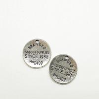 Zinc Alloy Tag Charm, Round, antique silver color plated Approx 1mm 