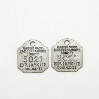 Etiqueta de aleación de zinc encanto, chapado en color de plata antigua, 21x20x1.1mm, agujero:aproximado 1mm, 50PCs/Bolsa, Vendido por Bolsa