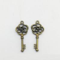 Zinc Alloy Key Pendants, antique bronze color plated, hollow Approx 2mm 