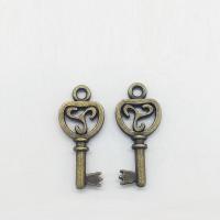 Pendentifs clé en alliage de zinc, Plaqué de couleur de bronze antique Environ 2mm Vendu par sac
