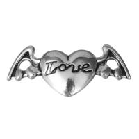 Zinc Alloy Spacer Beads, Winged Heart, blacken, silver color Approx 4mm 
