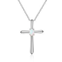 Sterling Silver Jewelry Necklace, 925 Sterling Silver, with Opal, plated, for woman, silver color 