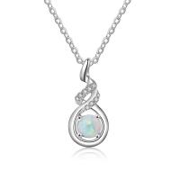 Sterling Silver Jewelry Necklace, 925 Sterling Silver, with Stone, plated, for woman & with rhinestone, silver color 
