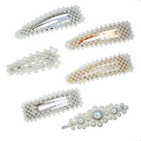 Hair Snap Clips, Zinc Alloy, with Plastic Pearl, plated & for woman 90mm*28mm,90mm*28mm,70mm*30mm,75mm*28mm,82mm*28mm 