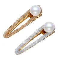 Alligator Hair Clip, Zinc Alloy, with Plastic Pearl, plated, for woman 