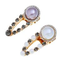 Alligator Hair Clip, Zinc Alloy, with Plastic Pearl, plated, for woman & with rhinestone 