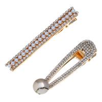 Alligator Hair Clip, Zinc Alloy, with Plastic Pearl, plated & for woman & with rhinestone 80mm*10mm,70mm*18mm 