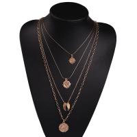 Multi слой ожерелье, цинковый сплав, Другое покрытие, многослойный & Женский, Золотой, длина:Приблизительно 16.5 дюймовый, продается Strand