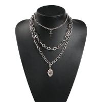 Multi слой ожерелье, цинковый сплав, Другое покрытие, многослойный & Женский, платиновый цвет, длина:Приблизительно 13.1 дюймовый, продается Strand