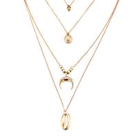 Multi слой ожерелье, цинковый сплав, Другое покрытие, многослойный & Женский, Много цветов для выбора, длина:Приблизительно 13.7 дюймовый, продается Strand