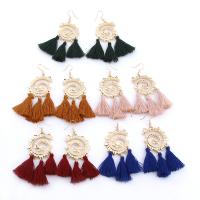 Zinc Alloy Tassel Earring, with Cotton Thread, iron earring hook, gold color plated, Bohemian style & for woman nickel, lead & cadmium free 