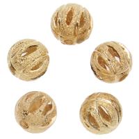 Weinlese Messing Perlen, rund, goldfarben plattiert, 8x8mm, Bohrung:ca. 2mm, ca. 50PCs/Tasche, verkauft von Tasche