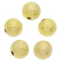 perla de cobre, metal, Esférico, chapado en color dorado, 8x8mm, agujero:aproximado 2mm, aproximado 50PCs/Bolsa, Vendido por Bolsa