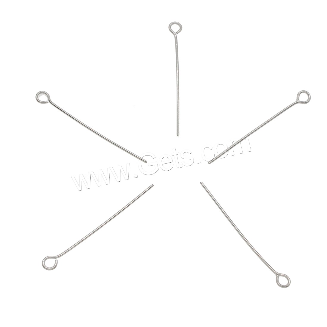 Stainless Steel Eyepins, different size for choice, original color, Hole:Approx 2mm, Sold By PC