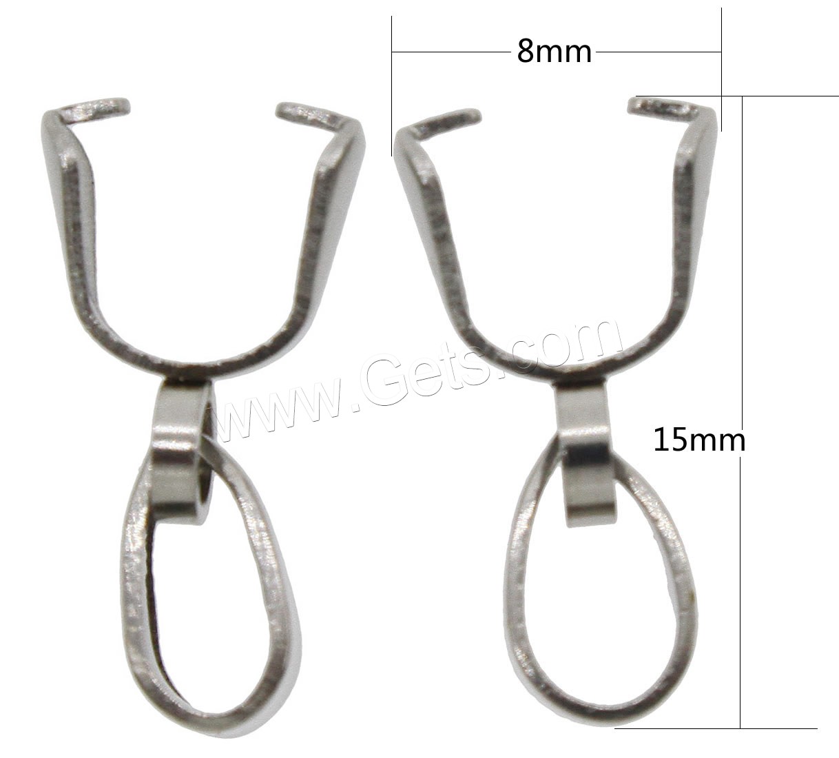 Stainless Steel Pinch Bail, different size for choice, original color, Hole:Approx 2mm, Sold By PC