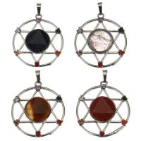 Brass Pendant, with Gemstone, pentagram silver color Approx 