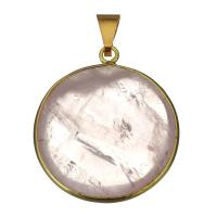 Brass Pendant, with Rose Quartz, gold Approx 