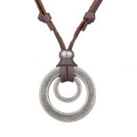 Alloy Sweater Necklace, with PU Leather, plated, Unisex Approx 31.4 Inch 