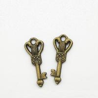 Zinklegierung Schlüssel Anhänger, antike Bronzefarbe plattiert, 19x8x1.2mm, Bohrung:ca. 2mm, 100PCs/Tasche, verkauft von Tasche