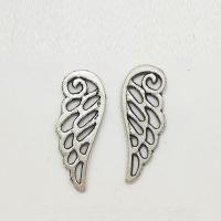 Wing Shaped Zinc Alloy Pendants, Feather, antique silver color plated, hollow 