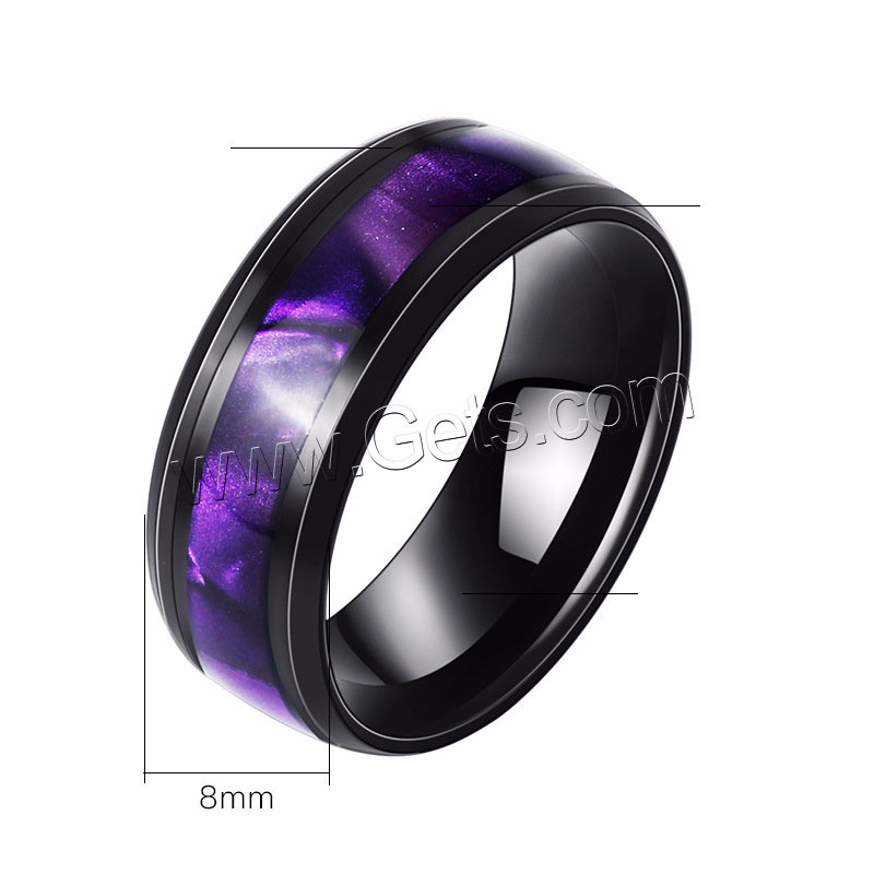 Titanium Steel Finger Ring, Round, different size for choice & for man, 8mm, Sold By PC