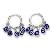 Zinc Alloy Drop Earring, plated, evil eye pattern & for woman, blue, 28*6mm 