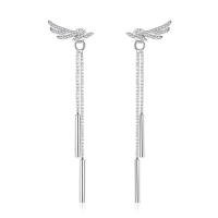 Zinc Alloy Tassel Earring, platinum color plated, for woman & with rhinestone, 58*17mm 